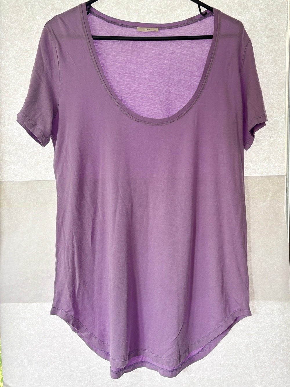 Tna from Aritzia Women's Purple Scoop-Neck Short Sleeve Top